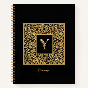 Moderne Leopard Gold Persönliches Monogramm Buchst Notizblock