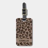 Moderne Leopard-Haut Dark Brown Gepäckanhänger (Vorderseite vertikal)