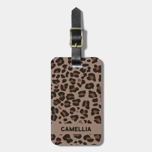 Moderne Leopard-Haut Dark Brown Gepäckanhänger (Vorderseite vertikal)