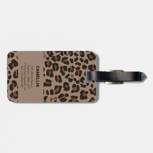 Moderne Leopard-Haut Dark Brown Gepäckanhänger (Rückseite horizontal)