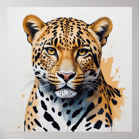 Moderne Leopard Malerei Wilde Kunst Poster (Vorne)