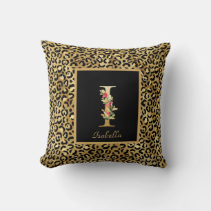 Moderne Leopard-personalisierte Monogramm I Initia Kissen