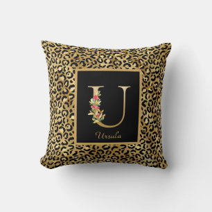 Moderne Leopard-Personalisierung Monogramm Anfangs Kissen