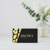 Moderne Leopard Print Black and Gold Visitenkarte (Stehend Vorderseite)