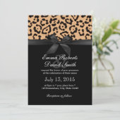 Moderne Leopard Print Black Ribbon Hochzeit Einladung (Stehend Vorderseite)