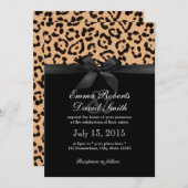Moderne Leopard Print Black Ribbon Hochzeit Einladung (Vorne/Hinten)