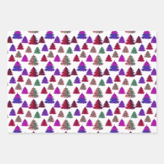 Moderne Leopard Print Multi Farben Weihnachtsbäume Geschenkpapier Set (Vorderseite 3)