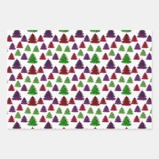 Moderne Leopard Print Multi Farben Weihnachtsbäume Geschenkpapier Set (Vorderseite 2)