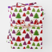 Moderne Leopard Print Multi Farben Weihnachtsbäume Geschenkpapier Set (Beispiel)