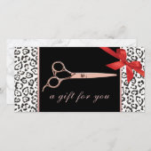 Moderne Leopard Rose Gold Scissor Geschenkgutschei (Vorne/Hinten)