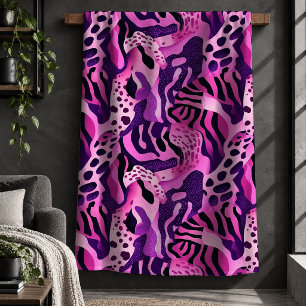 Moderne Leopard Tiger Hot Pink Magenta Decke Desi Sherpadecke
