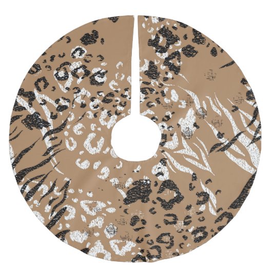 Moderne Leoparden: wilde Natur. Polyester Weihnachtsbaumdecke (Vorderseite)