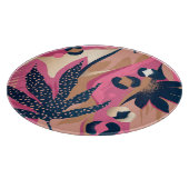 Moderne Leopardenhaut, exotische Blüte. Schneidebrett (Ecke)