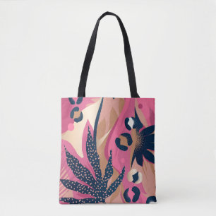 Moderne Leopardenhaut, exotische Blüte. Tasche