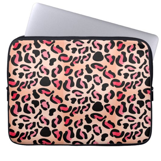 Moderne Leopardenmuster-Tierprint Laptopschutzhülle (Vorderseite)