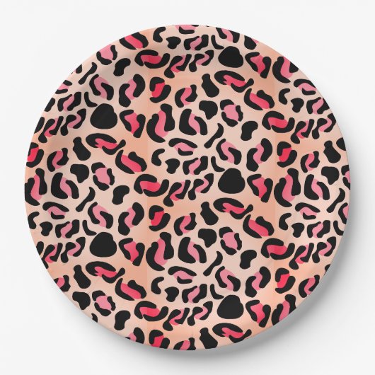 Moderne Leopardenmuster-Tierprint Pappteller (Vorderseite)