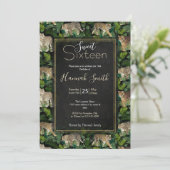 Moderne Leopards Tigers Jungle Pflanze Black Desig Einladung (Stehend Vorderseite)