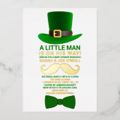 Moderne Leprechaun St. Patrick's Day Kinderdusche Folieneinladung (Vorderseite)