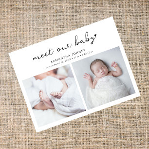 Moderne „Lernen Sie unser Baby kennen 2“ Fotocolla Ankündigungspostkarte