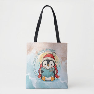 Moderne Lesepinguin-Ästhetik-Schultertasche Tasche