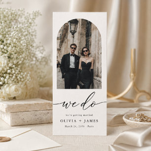 Moderne Lesezeichen-Arch-Foto-Hochzeit "Save the D Save The Date