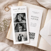 Moderne Lesezeichen-Fotostreifen-QR-Code-Hochzeit Save The Date