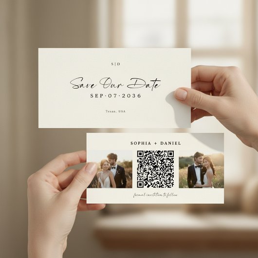 Moderne Lesezeichen-QR-Code 2 Foto Save-the-Date Save The Date