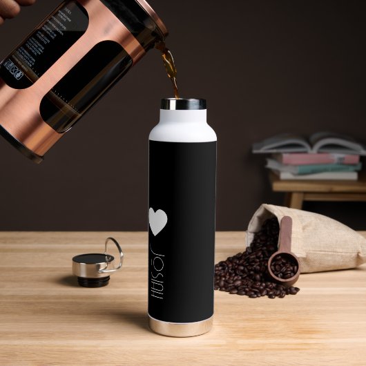 Moderne Lettering Herz Monogramm Wasserflasche Trinkflasche (Kaffee)