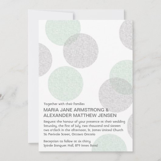 Moderne Letterpress Style Circle Wedding Einladung (Vorderseite)