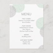 Moderne "Letterpress Style Circle Wedding Menu Car Postkarte (Vorderseite)