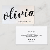 Moderne, leuchtend silberne, kalligraphische Schri Visitenkarte (Vorne/Hinten)