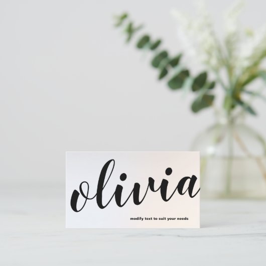 Moderne, leuchtend silberne, kalligraphische Schri Visitenkarte (Stehend Vorderseite)