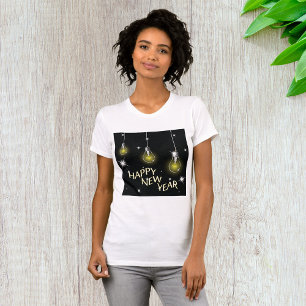 Moderne leuchtende Glühbirnen Frohes Neues Jahr T-Shirt