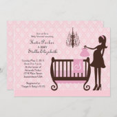 Moderne Leuchter-Shabby Chic-Baby-Dusche laden ein Einladung (Vorne/Hinten)