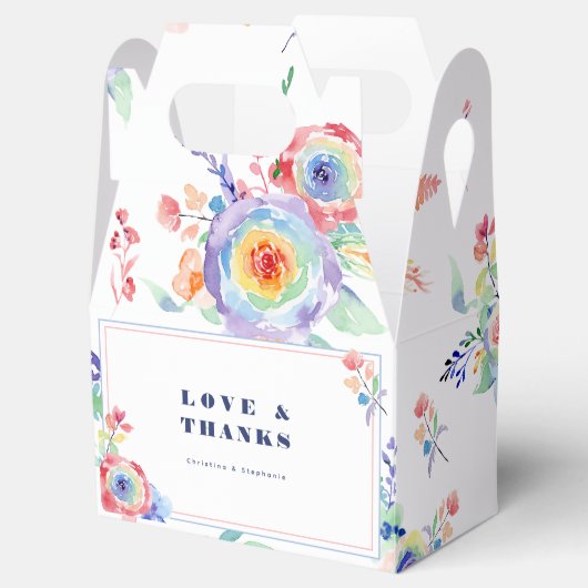 Moderne LGBTQ-Hochzeit mit Regenbogen-Flora Geschenkschachtel (Geöffnet)