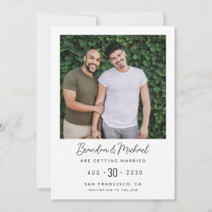 Moderne LGBTQ Hochzeitsankündigung Foto Save the D Date