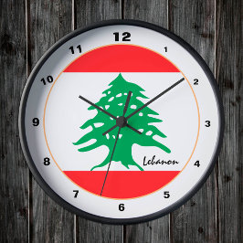 Moderne libanesische Flagge, Libanon Zuhause / Des Runde Wanduhr