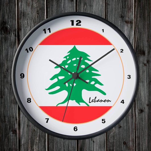 Moderne libanesische Flagge, Libanon Zuhause / Des Runde Wanduhr