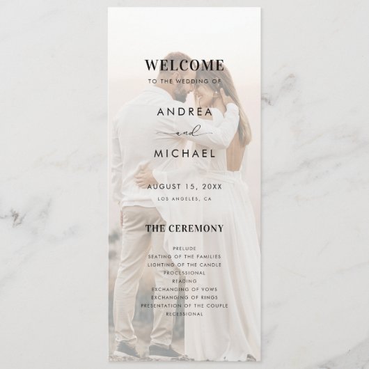 Moderne, lichtdurchflutete, transparente Hochzeit  Programm (Vorderseite)