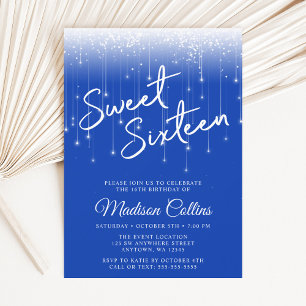 Moderne Lichter Royal Blue Sweet 16 Einladung