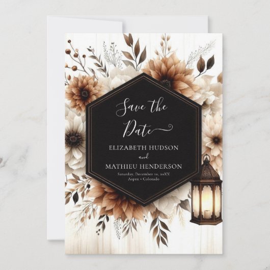 Moderne Lichter Rustikale Hochzeit Save The Date (Vorderseite)
