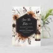 Moderne Lichter Rustikale Hochzeit Save The Date (Stehend Vorderseite)