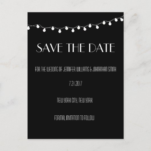 Moderne Lichter speichern die Datumskarten Ankündigungspostkarte (Vorderseite)