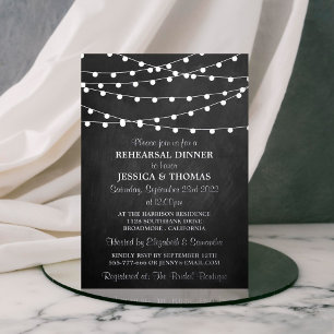 Moderne Lichterketten Hochzeit Probedinner Echt Folieneinladung