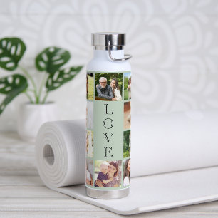 Moderne Liebe 10 Foto Collage Sage Green Trinkflasche