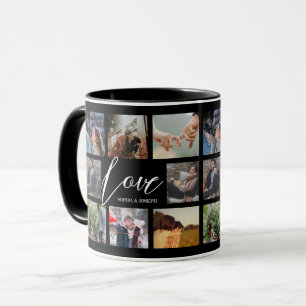 Moderne Liebe 8 Foto Collage Valentine Paar Black Tasse