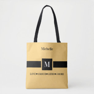 Moderne Liebe Amour Liebe Amore Name und Initiale Tasche