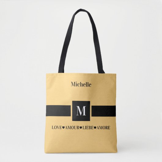 Moderne Liebe Amour Liebe Amore Name und Initiale Tasche (Vorderseite)