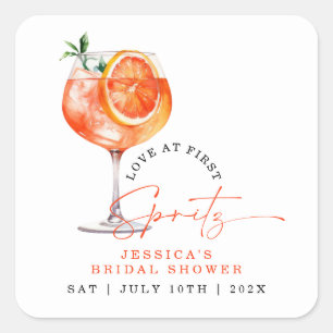 Moderne Liebe auf den ersten Spritz - Brautparty Quadratischer Aufkleber