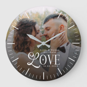 Moderne Liebe Benutzerdefinierte Hochzeitsfoto-Paa Große Wanduhr